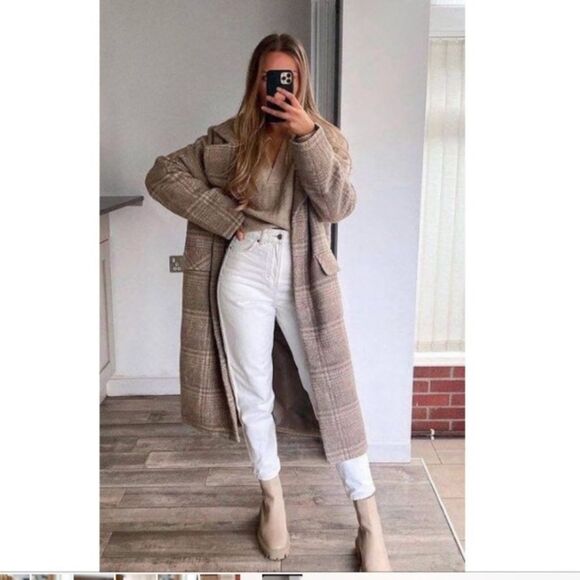 Zara Cream Leather Chunky Lug Sole Platform High Ankle Chelsea Boot Sz 6.5 (37) - Picture 6 of 7